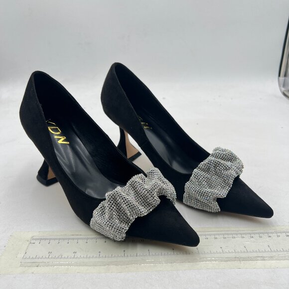 YDN Black Pointed Toe Slip on Pumps Special High Heel Shoe Party Prom Dress Lady - Picture 4 of 8